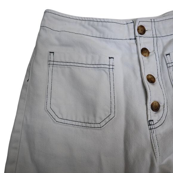 Reformation Jeans Womens 27 Eloise Exposed Button Fly Jean in Ivory - Picture 7 of 13